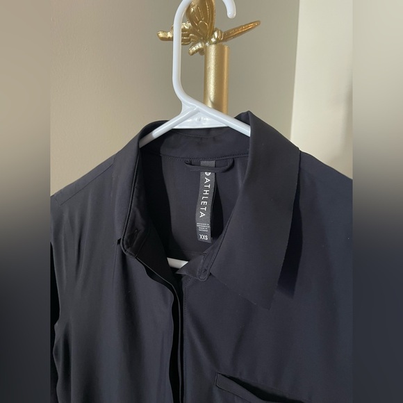 Athleta Urbanite Black Button-Down Collared Shirt | XXS - Picture 7 of 11